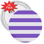 Horizontal Stripes - White and Dark Pastel Purple 3  Button (10 pack)