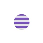 Horizontal Stripes - White and Dark Pastel Purple 1  Mini Magnet
