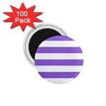 Horizontal Stripes - White and Dark Pastel Purple 1.75  Magnet (100 pack)