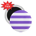 Horizontal Stripes - White and Dark Pastel Purple 2.25  Magnet (10 pack)