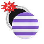 Horizontal Stripes - White and Dark Pastel Purple 2.25  Magnet (100 pack)