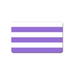 Horizontal Stripes - White and Dark Pastel Purple Magnet (Name Card)