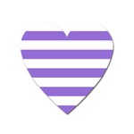 Horizontal Stripes - White and Dark Pastel Purple Magnet (Heart)