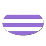 Horizontal Stripes - White and Dark Pastel Purple Magnet (Oval)