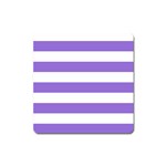 Horizontal Stripes - White and Dark Pastel Purple Magnet (Square)