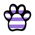 Horizontal Stripes - White and Dark Pastel Purple Magnet (Paw Print)