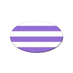 Horizontal Stripes - White and Dark Pastel Purple Sticker (Oval)