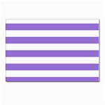 Horizontal Stripes - White and Dark Pastel Purple Postcard 5  x 7 