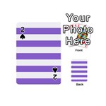 Horizontal Stripes - White and Dark Pastel Purple Playing Cards 54 (Mini)