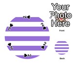 Horizontal Stripes - White and Dark Pastel Purple Playing Cards 54 (Round)