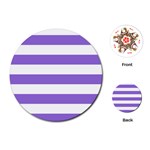 Horizontal Stripes - White and Dark Pastel Purple Playing Cards (Round)