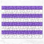Horizontal Stripes - White and Dark Pastel Purple Jigsaw Puzzle (Rectangular)
