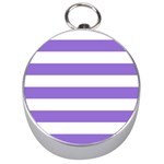 Horizontal Stripes - White and Dark Pastel Purple Silver Compass