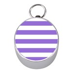 Horizontal Stripes - White and Dark Pastel Purple Silver Compass (Mini)