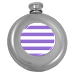 Horizontal Stripes - White and Dark Pastel Purple Hip Flask (5 oz)