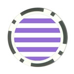 Horizontal Stripes - White and Dark Pastel Purple Poker Chip Card Guard