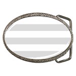 Horizontal Stripes - White and Gainsboro Gray Belt Buckle