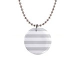 Horizontal Stripes - White and Gainsboro Gray 1  Button Necklace