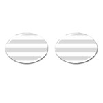 Horizontal Stripes - White and Gainsboro Gray Cufflinks (Oval)