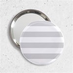 Horizontal Stripes - White and Gainsboro Gray 2.25  Handbag Mirror