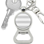 Horizontal Stripes - White and Gainsboro Gray Bottle Opener Key Chain