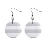 Horizontal Stripes - White and Gainsboro Gray 1  Button Earrings