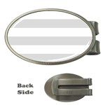 Horizontal Stripes - White and Gainsboro Gray Money Clip (Oval)