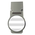 Horizontal Stripes - White and Gainsboro Gray Money Clip (Round)