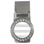 Horizontal Stripes - White and Gainsboro Gray Money Clip (CZ)
