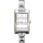 Horizontal Stripes - White and Gainsboro Gray Rectangle Italian Charm Watch