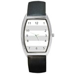 Horizontal Stripes - White and Gainsboro Gray Barrel Style Metal Watch