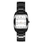 Horizontal Stripes - White and Gainsboro Gray Stainless Steel Barrel Watch