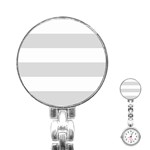 Horizontal Stripes - White and Gainsboro Gray Stainless Steel Nurses Watch