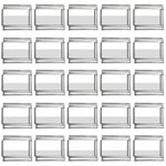Horizontal Stripes - White and Gainsboro Gray 9mm Italian Charm (25 pack)