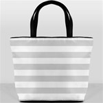 Horizontal Stripes - White and Gainsboro Gray Bucket Bag