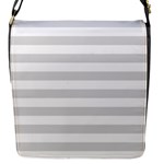 Horizontal Stripes - White and Gainsboro Gray Flap Closure Messenger Bag (S)