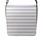 Horizontal Stripes - White and Gainsboro Gray Flap Closure Messenger Bag (L)