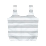 Horizontal Stripes - White and Gainsboro Gray Full Print Recycle Bag (M)