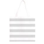 Horizontal Stripes - White and Gainsboro Gray Grocery Light Tote Bag