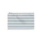 Horizontal Stripes - White and Gainsboro Gray Cosmetic Bag (S)