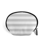 Horizontal Stripes - White and Gainsboro Gray Accessory Pouch (Small)