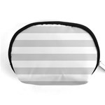 Horizontal Stripes - White and Gainsboro Gray Accessory Pouch (Medium)