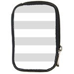 Horizontal Stripes - White and Gainsboro Gray Compact Camera Leather Case