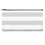 Horizontal Stripes - White and Gainsboro Gray Pencil Case