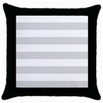 Horizontal Stripes - White and Gainsboro Gray Throw Pillow Case (Black)