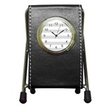 Horizontal Stripes - White and Gainsboro Gray Pen Holder Desk Clock