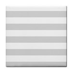 Horizontal Stripes - White and Gainsboro Gray Tile Coaster