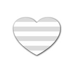 Horizontal Stripes - White and Gainsboro Gray Rubber Coaster (Heart)