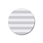 Horizontal Stripes - White and Gainsboro Gray Rubber Round Coaster (4 pack)
