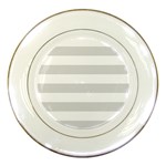 Horizontal Stripes - White and Gainsboro Gray Porcelain Plate